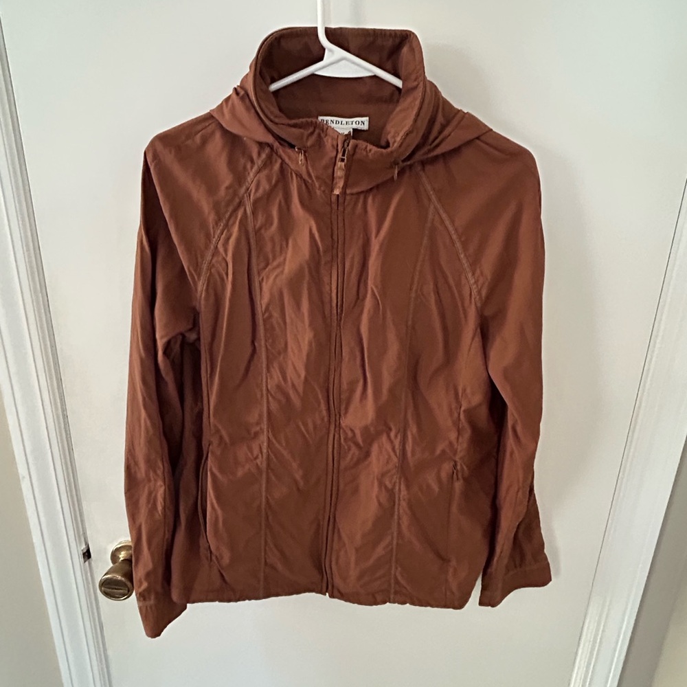 Pendleton Chocolate Brown Full Zip Windbreaker Wi… - image 4